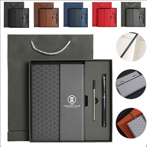 A5 Triple Fold Leather Notebook Business Office Gift Set